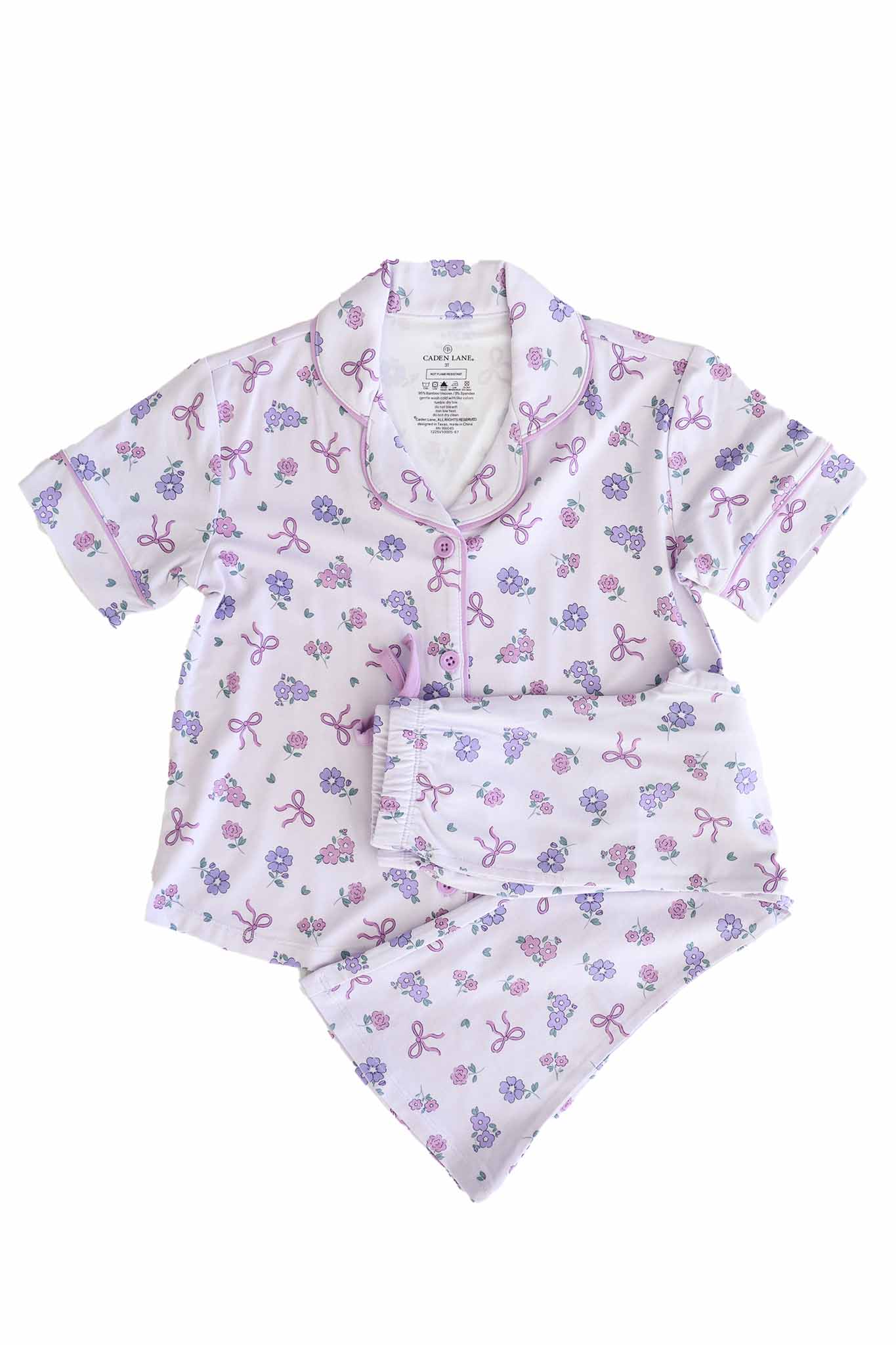 Girl's Two Piece Flare Lounge Set | Ribbon & Roses Purple
