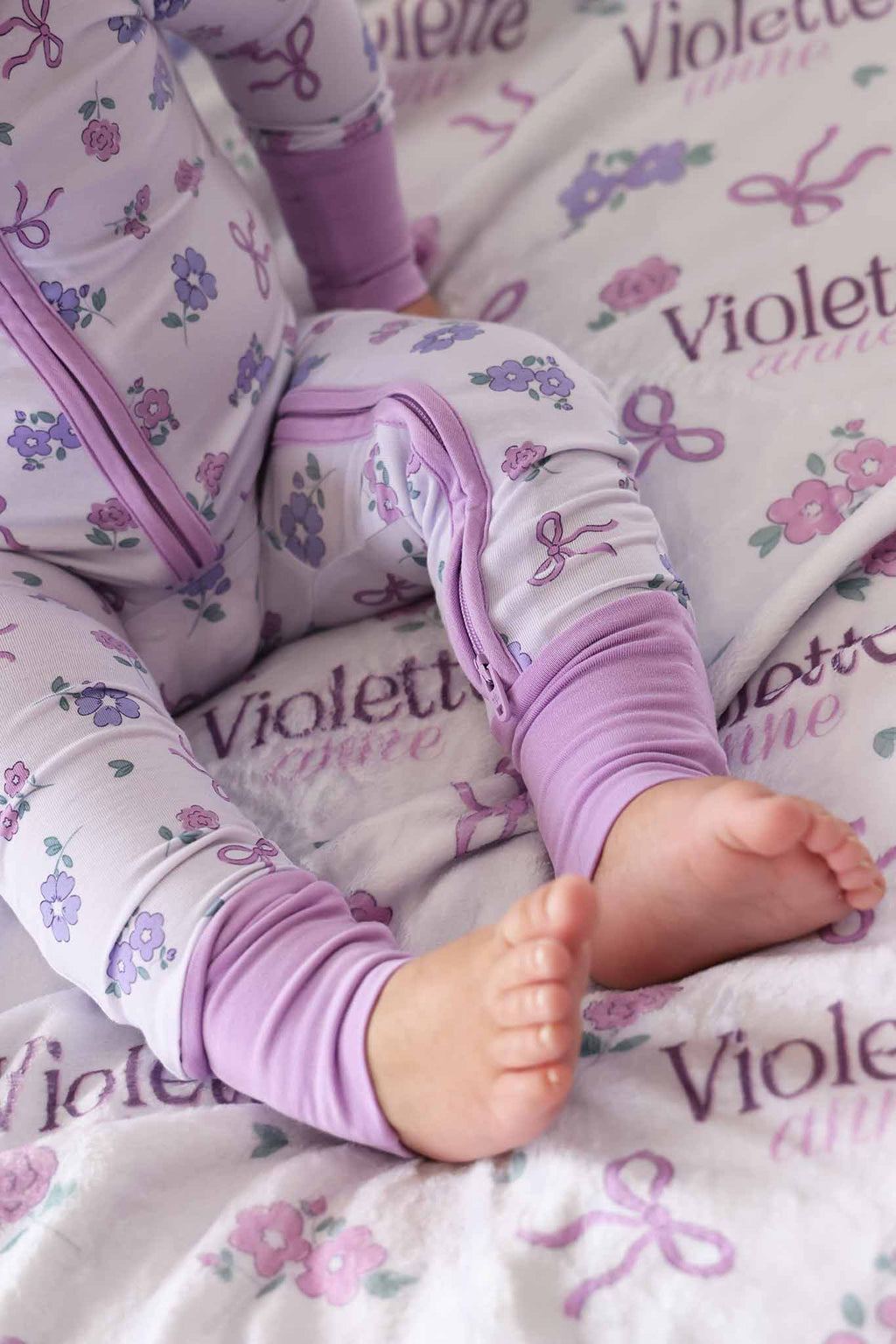 Ribbon & Roses Personalized Kids Blanket | Purple