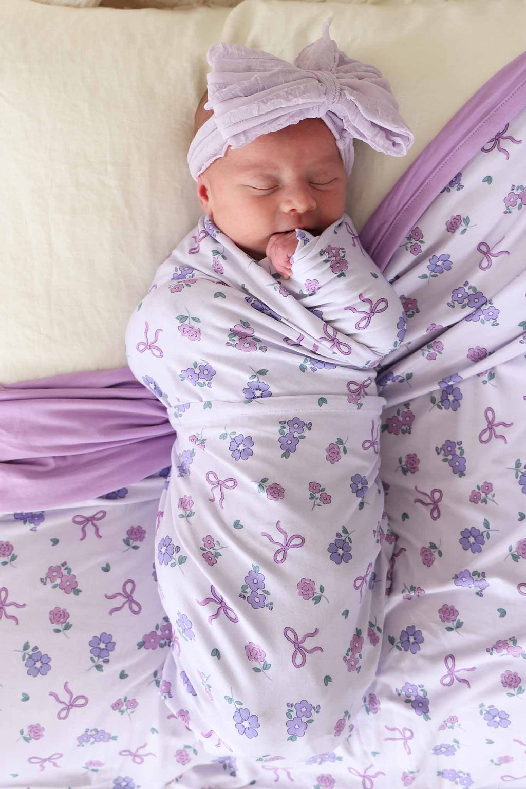 Ribbon & Roses Oversized Swaddle Blanket | Purple