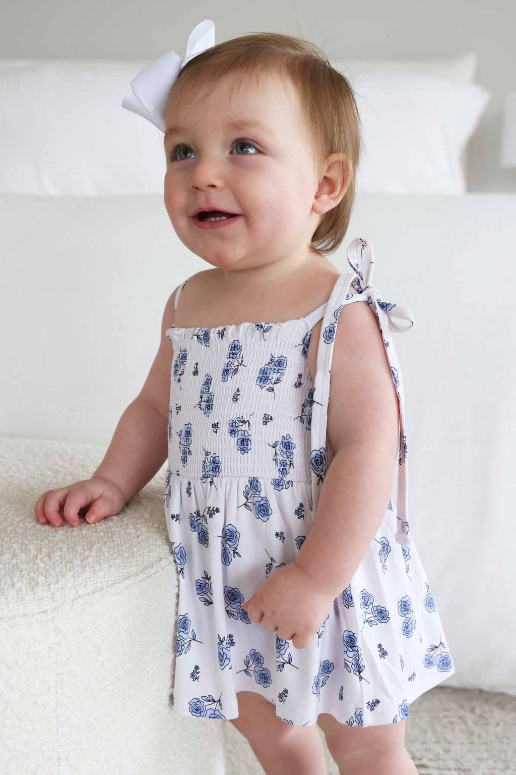 Smocked Twirl Bodysuit | Sapphire Garden
