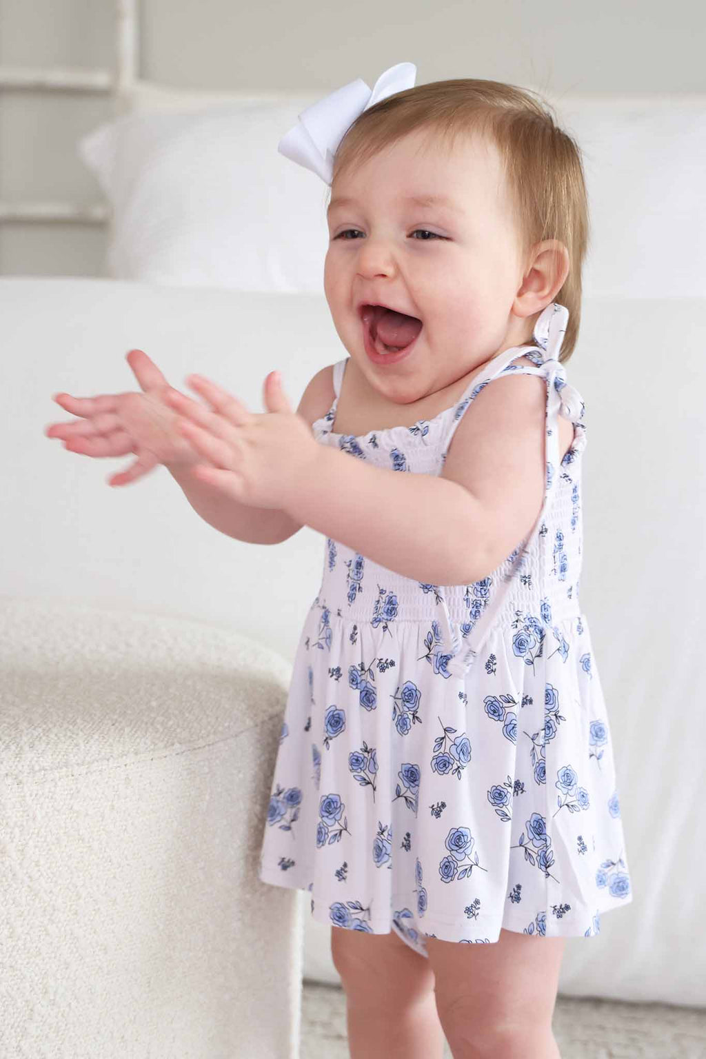 Smocked Twirl Bodysuit | Sapphire Garden