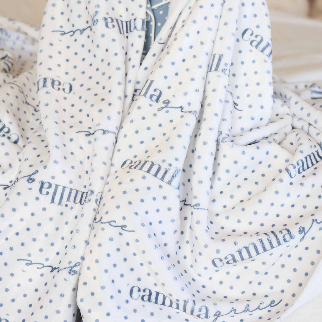 Snuggle Spots Personalized Kids Blanket | White