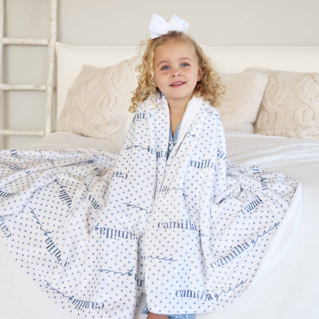 Snuggle Spots Personalized Kids Blanket | White